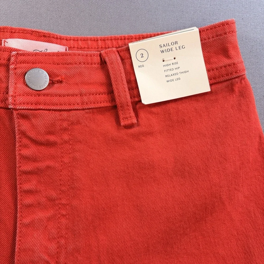 Universal Thread Sailor Wide Leg High Rise Jeans Red Women's Size 2 NEW